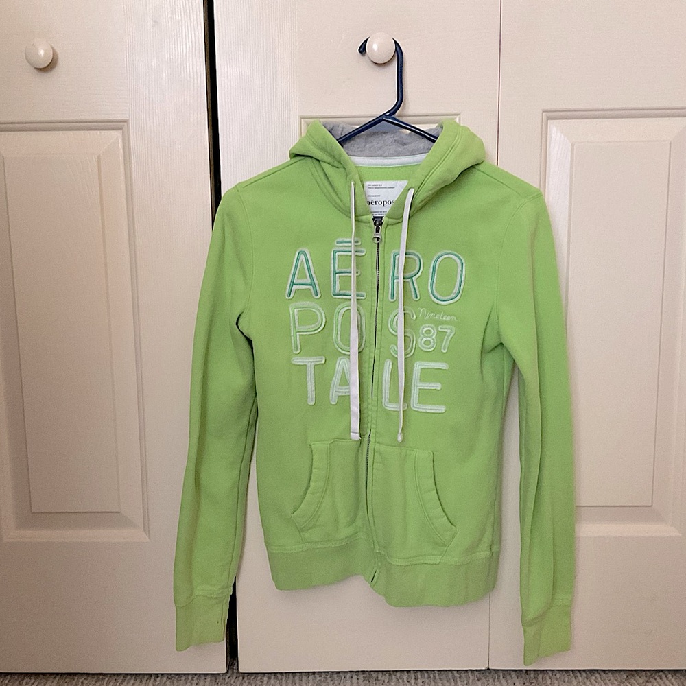 Aeropostale Lime Green Sweater Hoodie (Size SP)